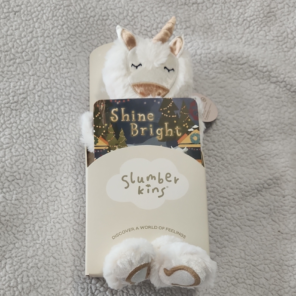 NEW NIB Slumberkins Shine Bright Christmas Unicorn Kin stuffed animal